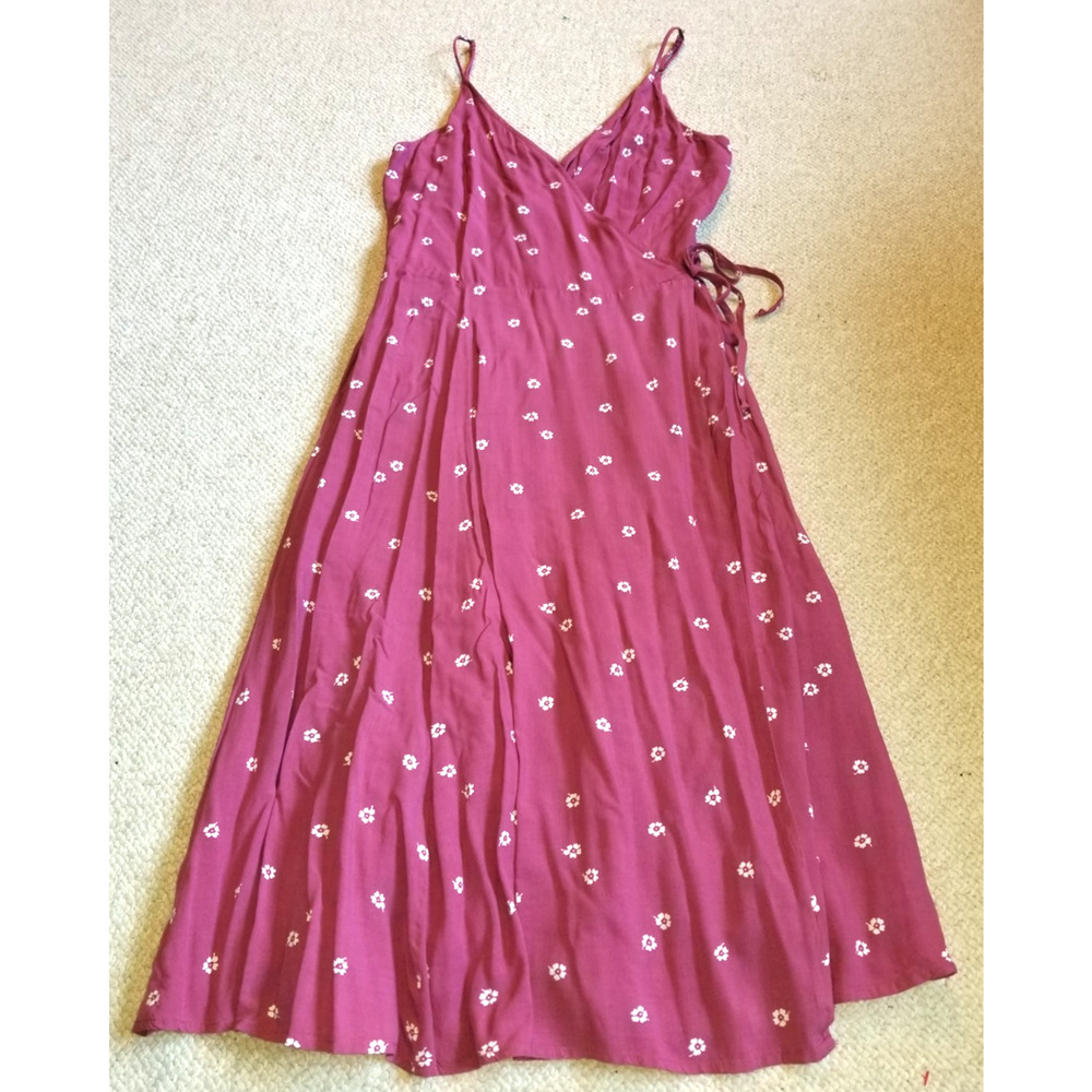 Womens Dress-ABERCROMBIE & FITCH-purple/white floral wrap babydoll midi-M